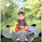 Özgüner Oyuncak Peluşçu Dayı Sevimli Fil Bebek Oyun Halısı 120 cm Oyun Matı (%100 Yerli) - Gri