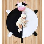 Özgüner Oyuncak Peluşçu Dayı Sevimli Inek Bebek Oyun Halısı 120 cm Oyun Matı (%100 YERLI) - Siyah - Beyaz