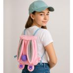 Özgüner Oyuncak Tavşan Kulaklı Pelüş Çanta – Sevimli ve Yumuşak Omuz Çantası – Çocuk ve Genç Kızlar İçin – Hediye ve Günlük Kullanım – Fermuarlı Mini Pelüş Çanta (pembe - gri kulaklı)