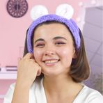 Özgüner Peluş Saç Bandı – Yumuşak ve Esnek Cilt Bakım Bandı – Makyaj, Duş ve Spa İçin Kadın & Genç Kızlara Özel Aksesuar (yuvarlak mor, 30)