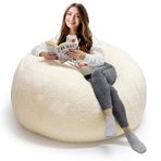 Özgüner Top Puf – Yumuşak Peluş Kumaşlı Dekoratif Yer Minderi – Yuvarlak Oturma Pufu – Salon, Oda ve Çocuk Odası İçin Şık Aksesuar – Hafif & Taşınabilir (beyaz)