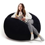 Özgüner Top Puf – Yumuşak Peluş Kumaşlı Dekoratif Yer Minderi – Yuvarlak Oturma Pufu – Salon, Oda ve Çocuk Odası İçin Şık Aksesuar – Hafif & Taşınabilir (siyah)