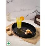 Özgürce 37CM Oval Metal Tepsi, Sunum ve Kahve Tepsisi, Eşsiz Tasarım - Ahşap - Seçenek 1