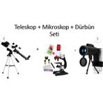 Özgürce 3'lü Bilim Seti: Teleskop, Mikroskop ve Dürbün ile Keşif Heyecanı - Açık Bej - Seçenek 1