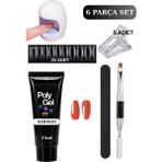 Özgürce 6 Parça Poly Gel Tırnak Uzatma Seti, Mini Uv LED Protez Tırnak Uygulaması - Altın - Turkuaz