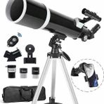 Özgürce 80MM Astronomi Teleskop, 600MM Odak, Kumandalı, 3x Barlow Lens Setli - Açık Bej - Seçenek 1