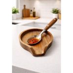 Özgürce Akasya Ağacı Kirli Kaşıklık 13X11 cm Ahşap Kaşık Altlığı, Mutfak Düzeni - Ahşap - Ceviz - Seçenek 1