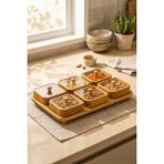 Özgürce Bambu Dikdörtgen Çerezlik ve Saklama Kabı, 150 Ml, 6'lı Set - Ahşap - Ceviz