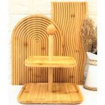 Özgürce Bambu Kare 2 Katlı Sunumluk, Kurabiye ve Şekerlik, Peynirlik 20X25 cm - Ahşap - Ceviz - Seçenek 1