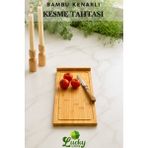Özgürce Bambu Kenarlı Lüks Kesme Tahtası, 35X24CM, Et ve Sebze Için Şık Tasarım - Ahşap - Bej - Seçenek 1