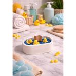 Özgürce Banyo Temalı Ördek Figürlü El Yapımı Aromatik Jel Mum - Ahşap - Beyaz - Seçenek 1