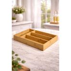 Özgürce Çekmece Içi Bambu Kaşıklık Bölmeli Düzenleyici 33X25 cm - Ahşap - Bej - Seçenek 1