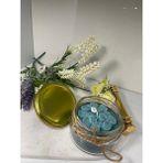 Özgürce Çiçekli Kokulu Soya Wax Dekoratif Kapaklı Mum Kavanozu - Ahşap - Ceviz - Seçenek 1