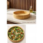 Özgürce Çizgili Bambu Bowl ve Sunum Tepsisi Seti, 21 cm x 5 Cm, Meyve, Ekmek ve Meze Sunumu - Ahşap - Ceviz - Seçenek 1