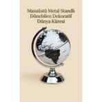Özgürce Döner Dünya Küresi, Metal Standlı, 360° Döner, Dekoratif, Şık Ofis ve Ev Aksesuarı - Altın - Gümüş - Bakır - Seçenek 1