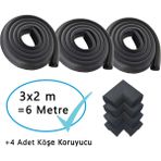 Özgürce Ekstra Kalın Siyah Kauçuk Köşe Koruyucu Seti, Dayanıklı ve Güvenli 6 Metre Kenar - Seçenek 1