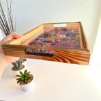 Özgürce El Boyaması Ahşap Dekoratif Tepsi, Vintage Desenli, Servis ve Dekor Için Ideal - Ahşap - Ceviz - Seçenek 1