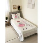Özgürce Eyfel Kız Desenli Tek Kişilik Pike Takımı 160X230 Beyaz - Ahşap - Beyaz - Seçenek 1