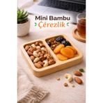 Özgürce Iki Bölmeli Mini Bambu Çerezlik, Şık ve Dayanıklı Tasarım - Ahşap - Bej - Seçenek 1