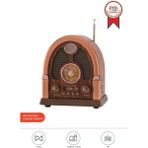 Özgürce Kahverengi Kablosuz Bluetooth Hoparlör ve Nostaljik Radyo Ses Sistemi - Ahşap - Ceviz
