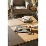 Özgürce Mermer Antrasit Mat Altın L Dizayn 30X20 cm Tepsi - Seçenek 1