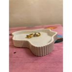 Özgürce Mermer Desenli Dekoratif Plastik Tabak 16X12 cm Çok Amaçlı Kullanım - Ahşap - Beyaz - Seçenek 1