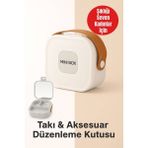 Özgürce Mini Takı Kutusu 4 Bölmeli Seyahat Düzenleyici Beyaz - Ahşap - Beyaz
