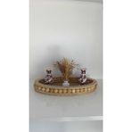 Özgürce Oval Ahşap Boncuklu Dekoratif Tepsi 35X17 Cm, Şık ve Doğal Tasarım - Ahşap - Ceviz - Seçenek 1