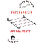 Özgürce Paslanmaz Makaralı Katlanabilir Duvara Monte Çamaşık Askısı Kurutmalık - Altın - Gri - Seçenek 1