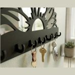 Özgürce Renkli Ayçiçeği Tasarım Anahtarlık Askısı, 7 Kanca, Mdf ve Pleksi, 24X15 cm - Seçenek 1 - Altın - Gümüş - Bakır