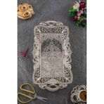Özgürce Şık 2 Kişilik Dikdörtgen Tepsi, Gümüş Renk, 22X40CM - Altın - Gümüş - Bakır - Seçenek 1