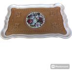 Özgürce Şık Altın Desenli Gül Ağaç Tepsi 45X29 Cm, Zarif ve Fonksiyonel Tasarım - Ahşap - Ceviz - Seçenek 1