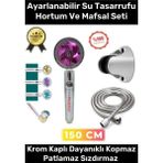 Özgürce Turbo Duş Başlığı ve Hortum Seti, Ayarlanabilir Su Tasarruflu Güçlü Akış - Seçenek 1