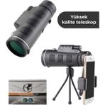 Özgürce Yüksek Çözünürlüklü Monoküler Teleskop, Tripod ve Telefon Tutucu ile - Ahşap - Seçenek 1