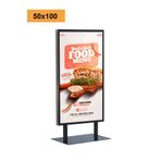 ÖzgürceSeç 50x100 Çift Taraflı Sac Taban Kaldırım Reklam Panosu Ayaklı Poster Pano Siyah