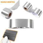 Özgürceseç Krom Nikelaj Bant Yapışkanlı Araç Çıta Direk Kaplama Folyosu - Ragle Hediyeli - 3 cm x 3 m - Gri