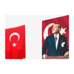 Özgüvenal -1 Raşel Kumaş Atatürk Posteri + Türk Bayrağı 300 x 450 cm