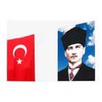 Özgüvenal -4 Raşel Kumaş Atatürk Posteri + Türk Bayrağı 600 x 900 cm