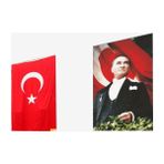 Özgüvenal -5 Raşel Kumaş Atatürk Posteri + Türk Bayrağı 300 x 450 cm