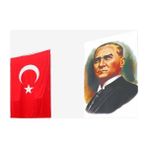 Özgüvenal -6 Raşel Kumaş Atatürk Posteri + Türk Bayrağı 600 x 900 cm
