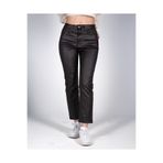 OZHE Yüksek Bel Mumlu (Waxed) Kumaş Skinny/Slim Fit Pantolon