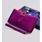 Ozka Leather Collection Mor Damla Model Trend Kadın Cüzdanı + Anahtarlık