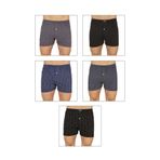 Özkan 11112 5'li Paket Erkek%100 Pamuklu Havlu Bel Esnek Yumuşak Düğmeli Desenli Penye Boxer Şort Külot DESENLİ