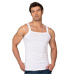 Özkan 11292 Erkek%100 Pamuklu Ribana Kumaş İnce Askılı Geniş Yaka Atlet Esnek Yumuşak BEYAZ