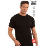 Özkan 12420 Erkek %100 Pamuklu Süprem Yumuşak Rahat Kapalı Yaka Kısa Kollu T-Shirt - Siyah - 2XL