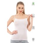 Özkan 2041 Kadın Premium Kumaş Viskon Yakası Saten Detaylı Esnek Yumuşak İnce Askılı Atlet BEYAZ