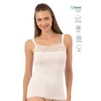 Özkan 23422 Kadın Modal Pamuklu Esnek Rahat Önü Dantel Detaylı İnce Askılı Örme Atlet EKRU