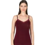 Özkan 25217 Kadın İnce Askılı Viskon Esnek Yumuşak Saten Yaka Atlet - Bordo - XL