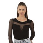 Özkan 25261 Kadın Viskon Uzun Kollu Tül Detaylı Örme Çıtçıtlı Body
