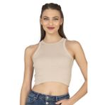Özkan 27425 Kadın Pamuklu Kaşkorse Fitilli Halter Yaka Esnek Rahat Geniş Biyeli Crop Atlet Büstiyer
